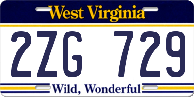 WV license plate 2ZG729