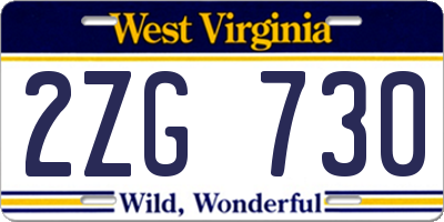 WV license plate 2ZG730