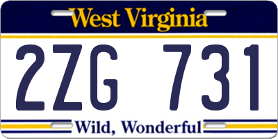 WV license plate 2ZG731