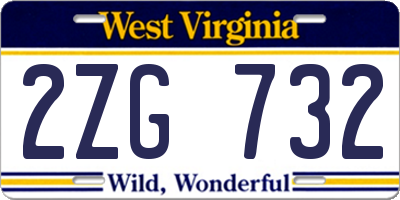 WV license plate 2ZG732