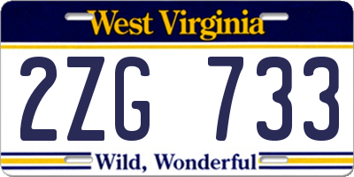 WV license plate 2ZG733