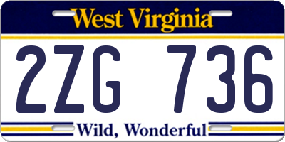 WV license plate 2ZG736
