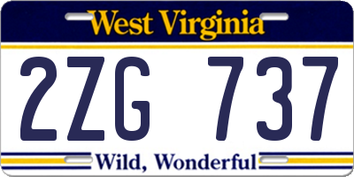 WV license plate 2ZG737