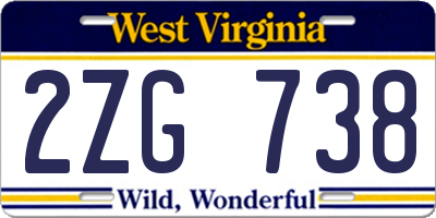 WV license plate 2ZG738