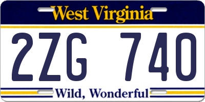 WV license plate 2ZG740