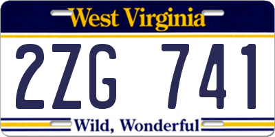 WV license plate 2ZG741