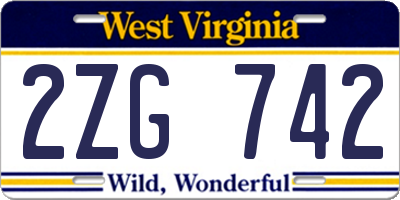 WV license plate 2ZG742