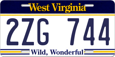 WV license plate 2ZG744
