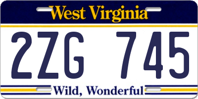 WV license plate 2ZG745