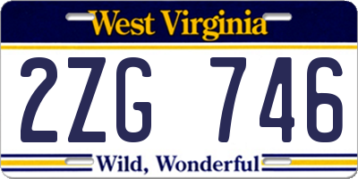 WV license plate 2ZG746