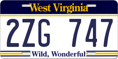 WV license plate 2ZG747