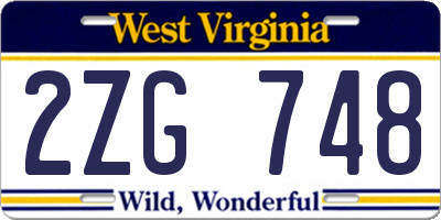 WV license plate 2ZG748