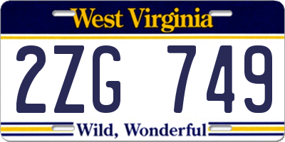 WV license plate 2ZG749