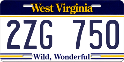 WV license plate 2ZG750