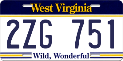 WV license plate 2ZG751