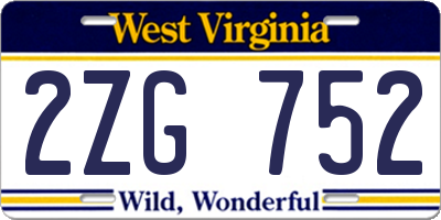 WV license plate 2ZG752