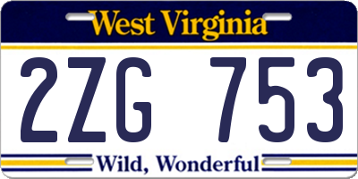 WV license plate 2ZG753
