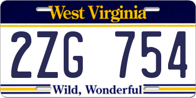 WV license plate 2ZG754