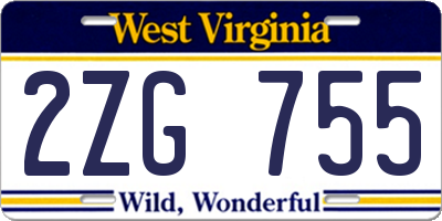 WV license plate 2ZG755