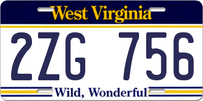 WV license plate 2ZG756