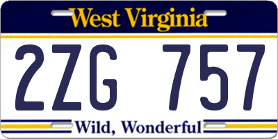 WV license plate 2ZG757