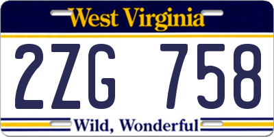 WV license plate 2ZG758