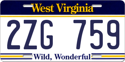 WV license plate 2ZG759