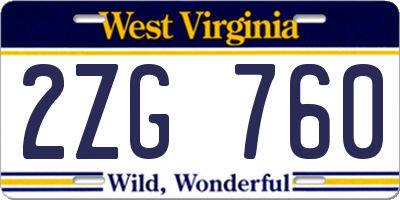 WV license plate 2ZG760