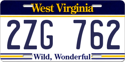 WV license plate 2ZG762