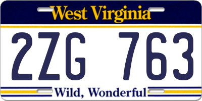WV license plate 2ZG763