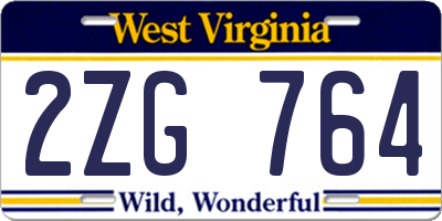 WV license plate 2ZG764