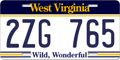 WV license plate 2ZG765
