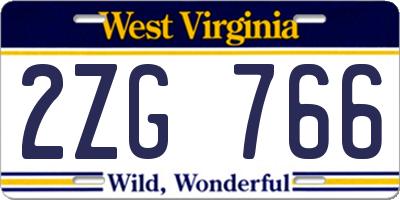 WV license plate 2ZG766
