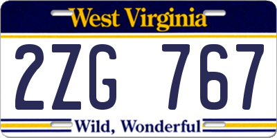 WV license plate 2ZG767