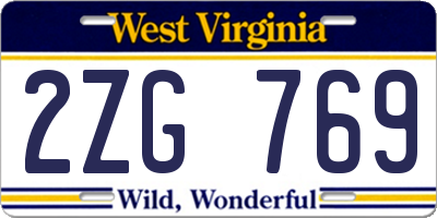 WV license plate 2ZG769