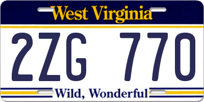 WV license plate 2ZG770