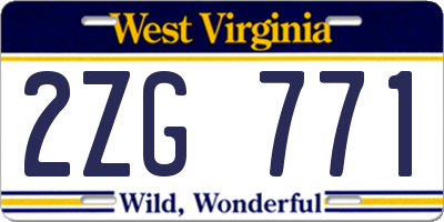 WV license plate 2ZG771