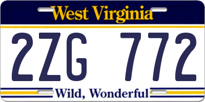 WV license plate 2ZG772