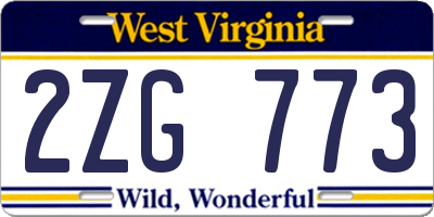 WV license plate 2ZG773