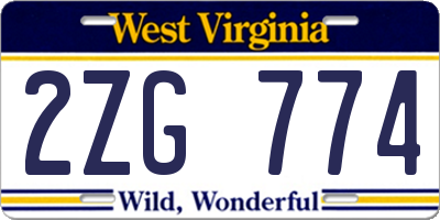 WV license plate 2ZG774