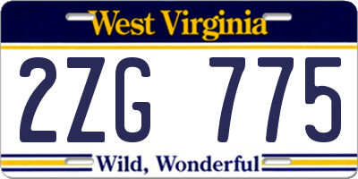 WV license plate 2ZG775