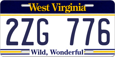 WV license plate 2ZG776