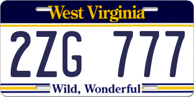 WV license plate 2ZG777