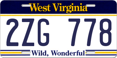 WV license plate 2ZG778
