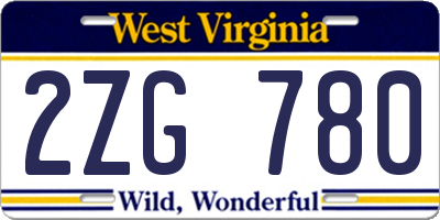 WV license plate 2ZG780