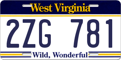 WV license plate 2ZG781