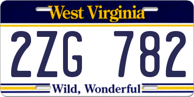 WV license plate 2ZG782