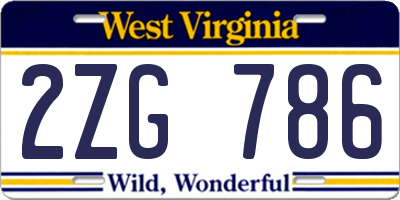 WV license plate 2ZG786