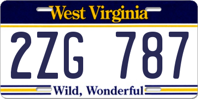 WV license plate 2ZG787