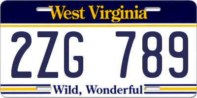 WV license plate 2ZG789